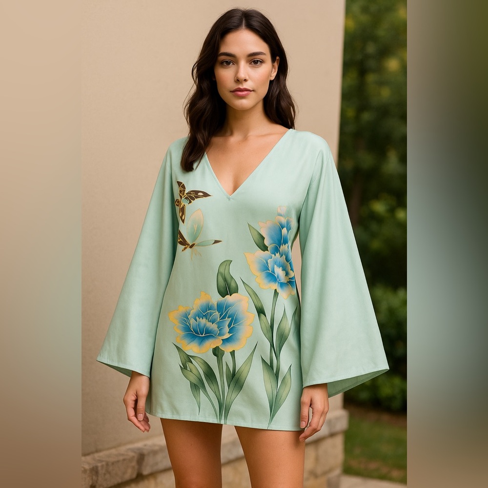 Exquisite Silk Kimono-Style Mini Dress